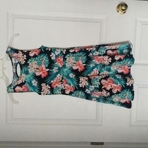 XS Floral Keyhole Back Pink Dress